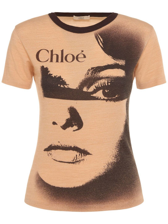 Chloé: Printed jersey t-shirt - women_0 | Luisa Via Roma