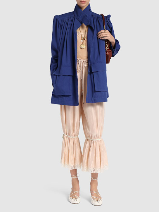 Chloé: Cotton canvas jacket - Blue - women_1 | Luisa Via Roma