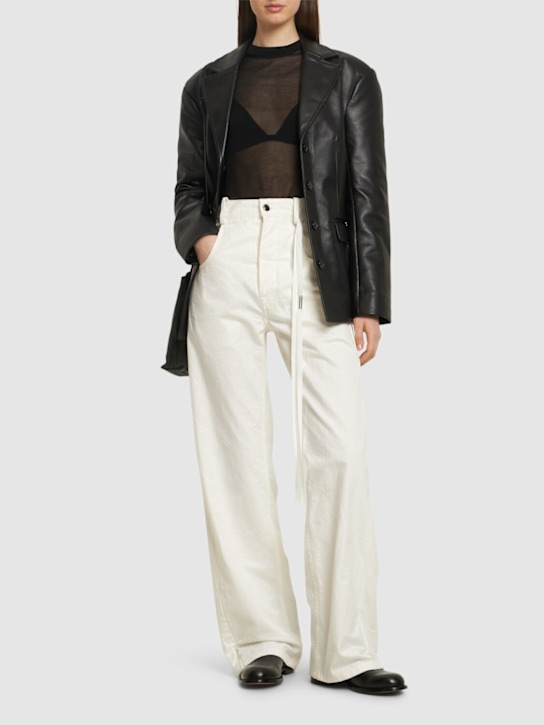 Ann Demeulemeester: Claire cotton twill wide leg pants - women_1 | Luisa Via Roma
