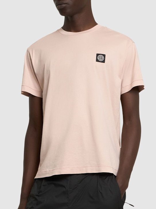 Stone Island: Logo cotton t-shirt - Antikrosa - men_2 | Luisa Via Roma