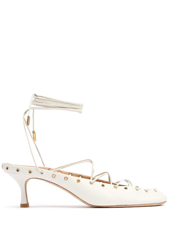 Chloé: 50毫米Ghillies皮革高跟鞋 - 白色 - women_0 | Luisa Via Roma