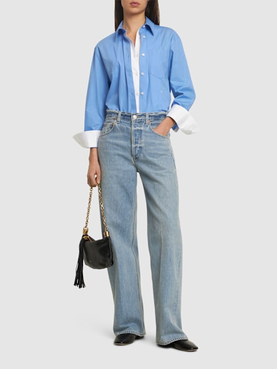 Double-layer cotton poplin shirt - Thumbnail 2