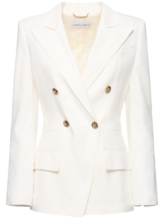 Linen blend double breast blazer