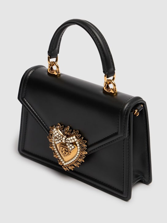 Dolce&Gabbana: Mini Devotion レザートップハンドルバッグ - ブラック - women_3 | Luisa Via Roma