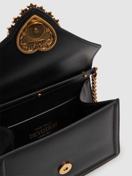 Dolce&Gabbana: Mini Devotion レザートップハンドルバッグ - ブラック - women_6 | Luisa Via Roma