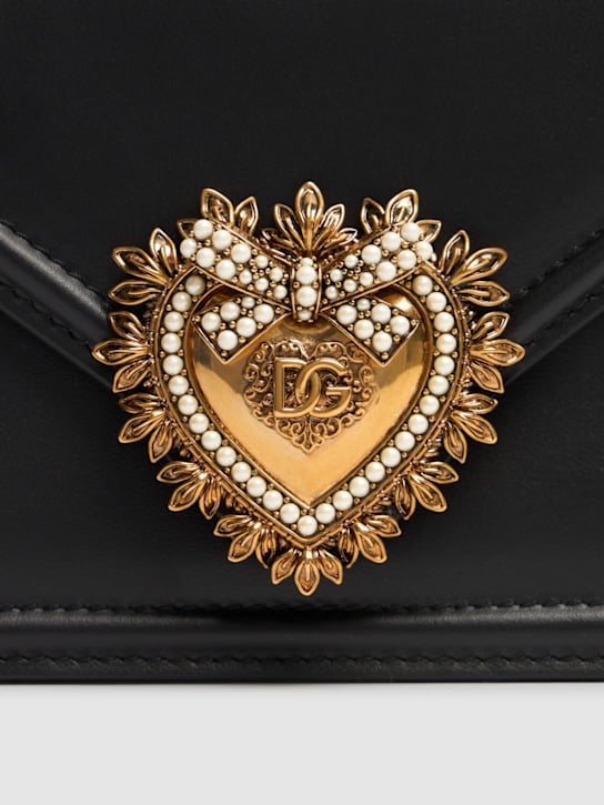 Dolce&Gabbana: Mini Devotion レザートップハンドルバッグ - ブラック - women_4 | Luisa Via Roma