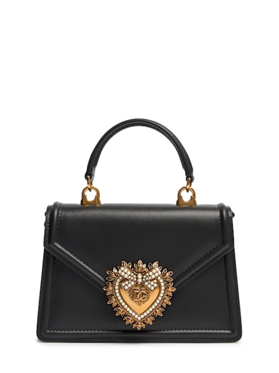 Dolce&Gabbana: Mini Devotion レザートップハンドルバッグ - ブラック - women_0 | Luisa Via Roma