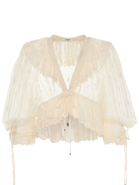 Chloé: Embroidered lace lingerie blouse - women_0 | Luisa Via Roma