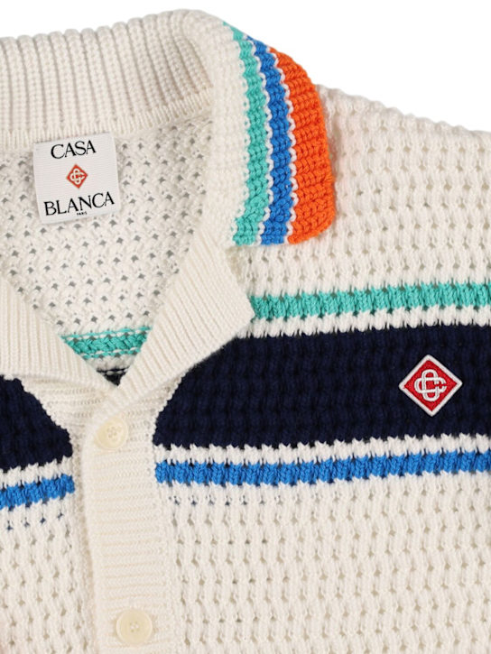 Casablanca: Chaqueta de punto crochet - Blanco/Azul - kids-boys_1 | Luisa Via Roma