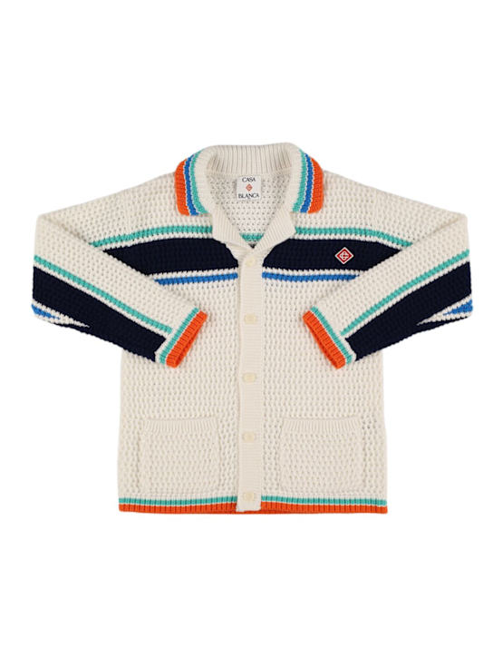 Casablanca: Chaqueta de punto crochet - Blanco/Azul - kids-boys_0 | Luisa Via Roma