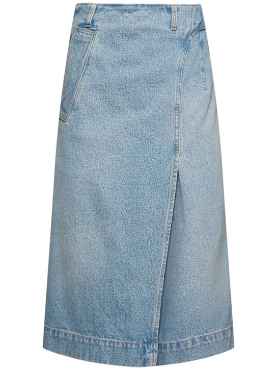 Denim twill wrap detail midi skirt - Thumbnail 1