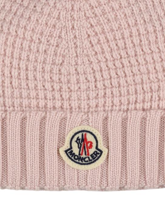 Moncler: Virgin wool teddy bear ears beanie - Light Pink - kids-girls_1 | Luisa Via Roma