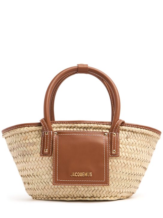 Jacquemus: Borsa Le Petit Panier Soli in rafia e pelle - women_0 | Luisa Via Roma