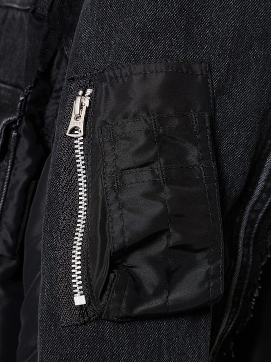 Sacai: Denim & nylon twill jacket - Black - men_5 | Luisa Via Roma