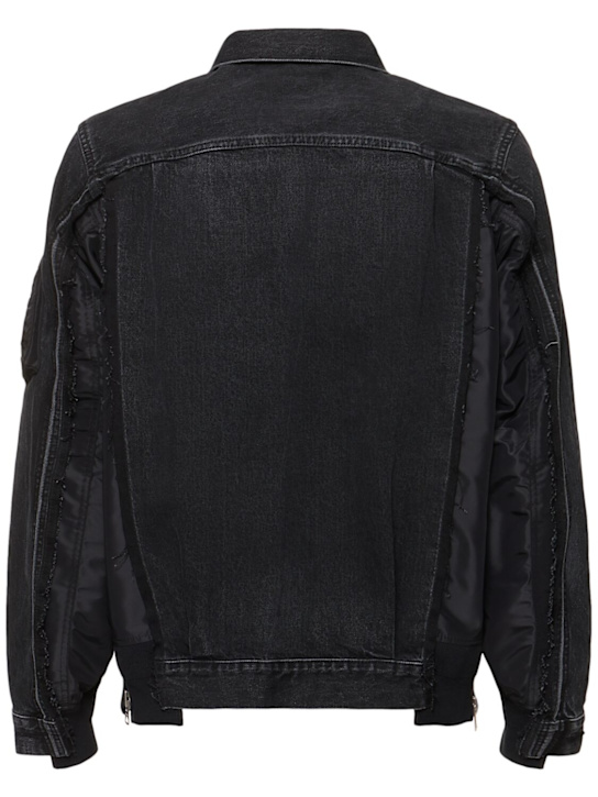 Sacai: Denim & nylon twill jacket - Black - men_4 | Luisa Via Roma