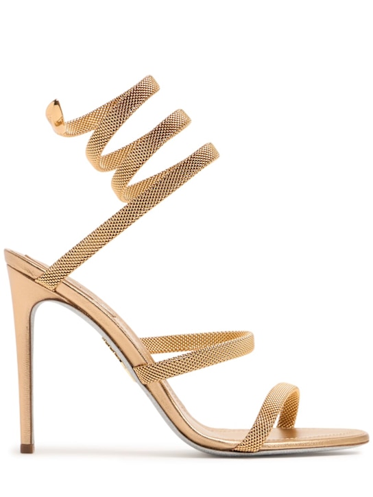 René Caovilla: 105mm Leather & metal sandals - Gold - women_0 | Luisa Via Roma