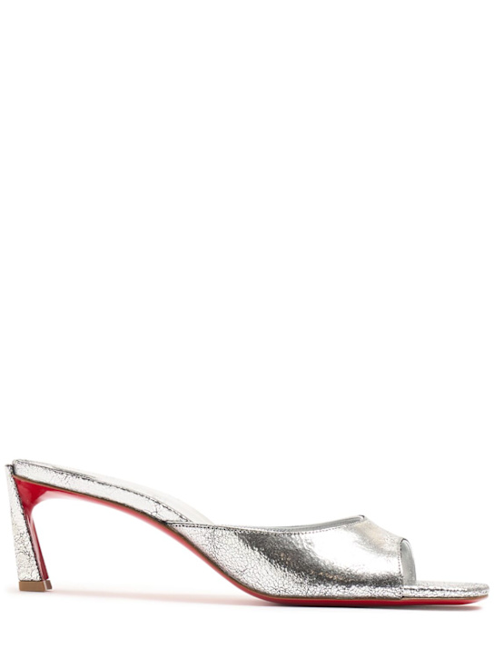 Christian Louboutin: 55mm Condora mirrored leather mules - Silver - women_0 | Luisa Via Roma