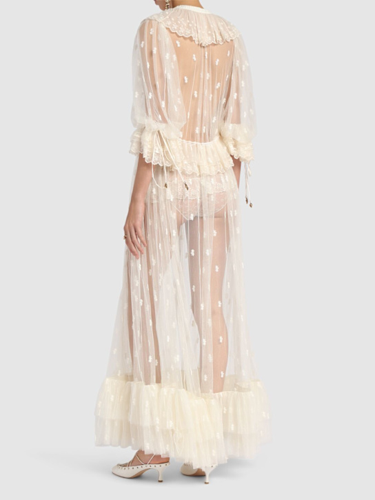 Chloé: Embroidery lace lingerie long dress - Dusty White - women_2 | Luisa Via Roma