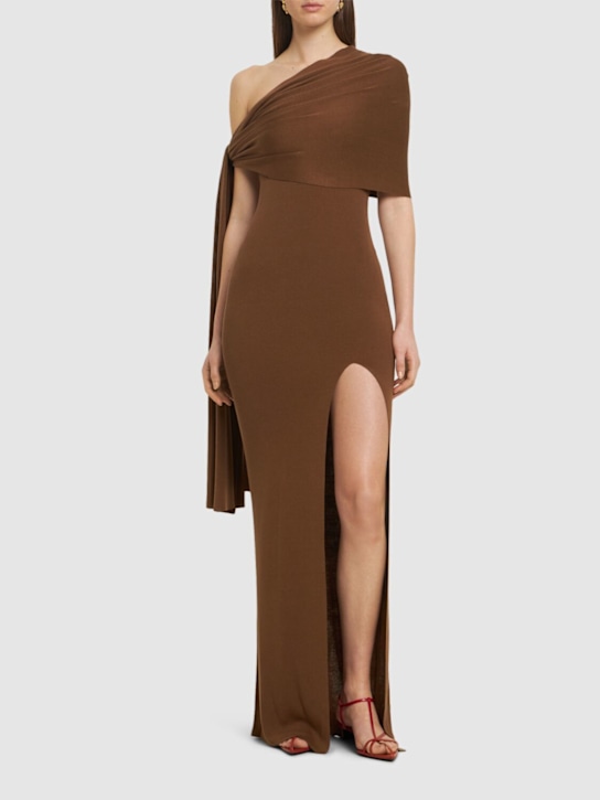 Aya Muse: Hale silk & viscose long dress - Brown - women_1 | Luisa Via Roma