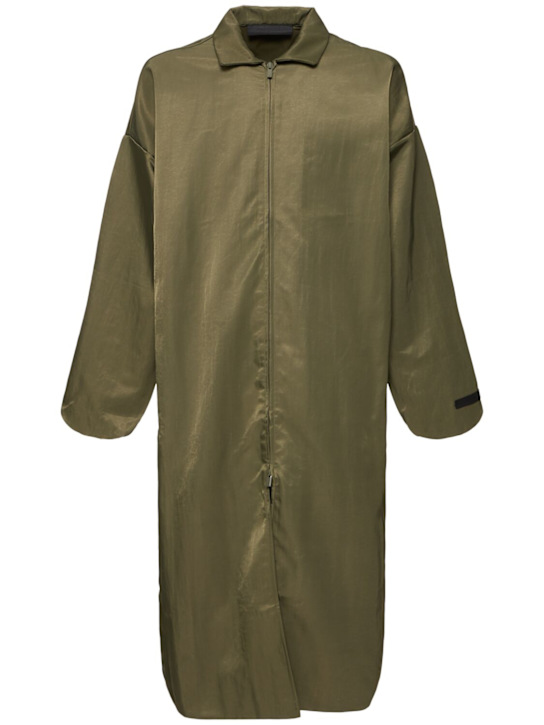 Fear of God ESSENTIALS: Textured nylon trench coat - Military Green - men_0 | Luisa Via Roma