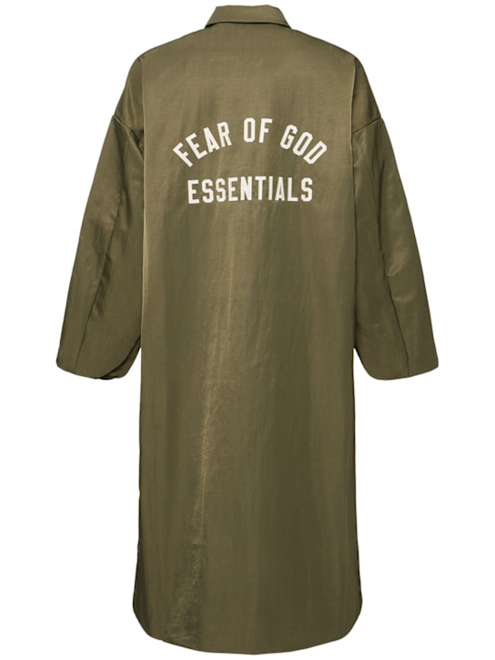 Fear of God ESSENTIALS: Textured nylon trench coat - Military Green - men_3 | Luisa Via Roma