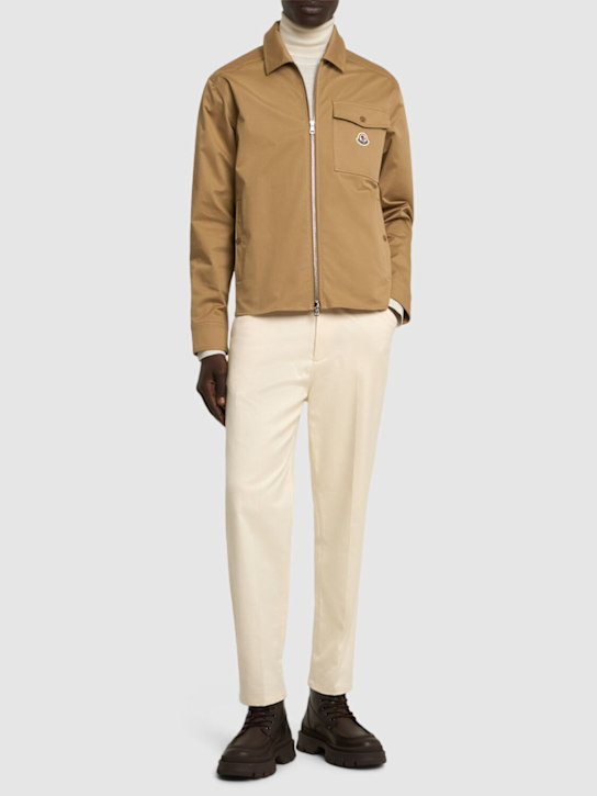 Moncler: Cotton blend gabardine shirt jacket - men_1 | Luisa Via Roma