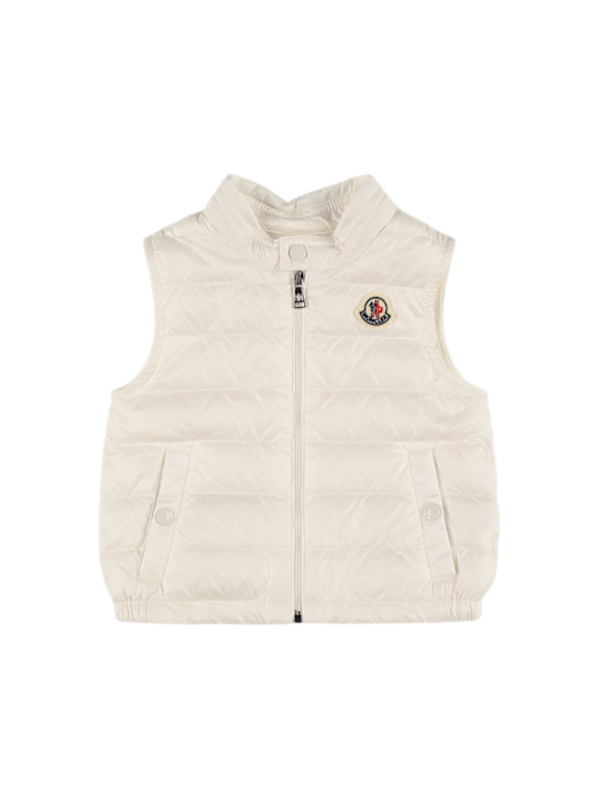 Moncler: Chaleco de plumas de nylon plegable - Blanco - kids-boys_0 | Luisa Via Roma