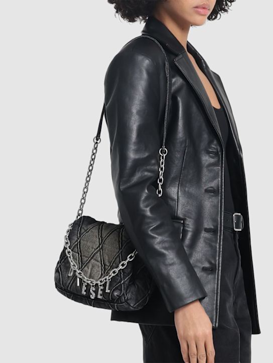 Diesel: Small Charm denim shoulder bag - women_1 | Luisa Via Roma
