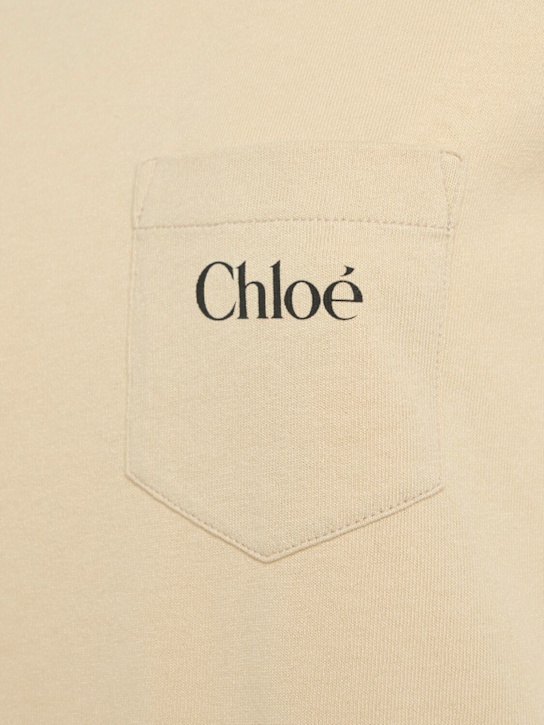 Chloé: Rubber print logo cotton t-shirt - Beige - women_4 | Luisa Via Roma