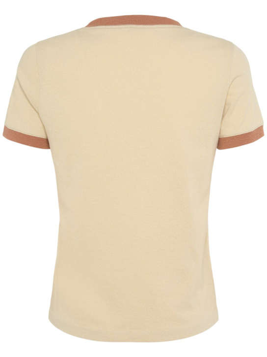 Chloé: Rubber print logo cotton t-shirt - Beige - women_3 | Luisa Via Roma