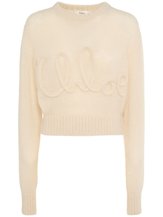 Chloé: Chloe signature hairy wool blend sweater - women_0 | Luisa Via Roma