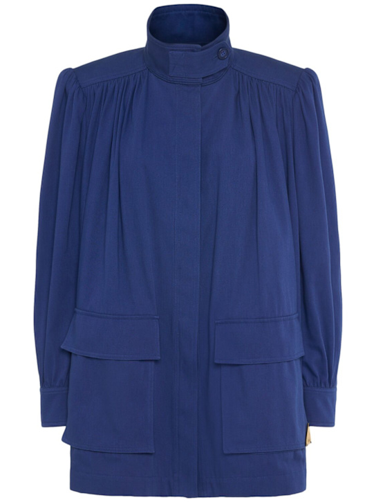 Chloé: Cotton canvas jacket - Blue - women_0 | Luisa Via Roma