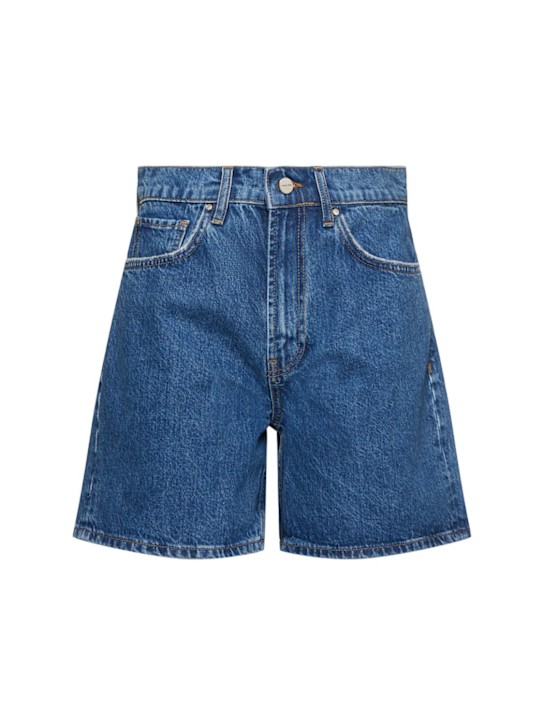 ANINE BING: Shorts Kat in denim di cotone - Blu Vintage - women_0 | Luisa Via Roma