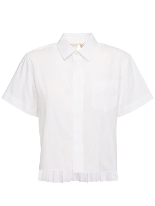Sacai: Cotton blend poplin shirt - Off White - women_0 | Luisa Via Roma