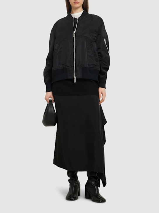 Sacai: Zip-up nylon bomber jacket - Black - women_1 | Luisa Via Roma