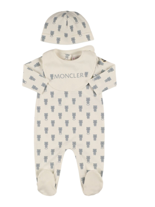 Moncler: Teddy bear print cotton set - kids-boys_0 | Luisa Via Roma