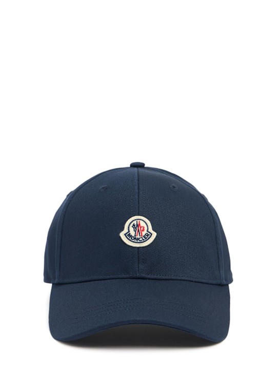 Moncler: Gorra de gabardina de algodón - Azul - kids-boys_0 | Luisa Via Roma