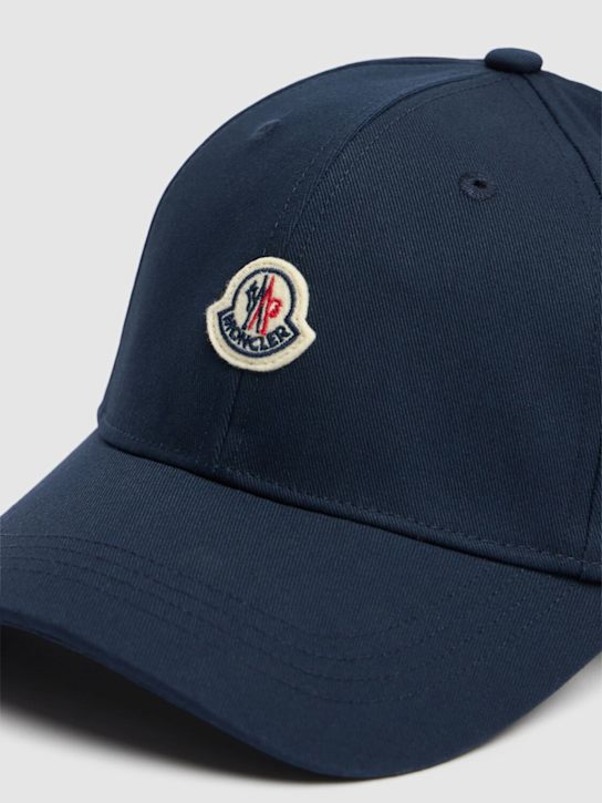 Moncler: Gorra de gabardina de algodón - Azul - kids-boys_1 | Luisa Via Roma