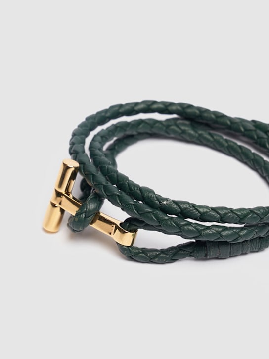 Tom Ford: Wickelarmband aus geflochtenem Leder mit T-Motiv - men_1 | Luisa Via Roma