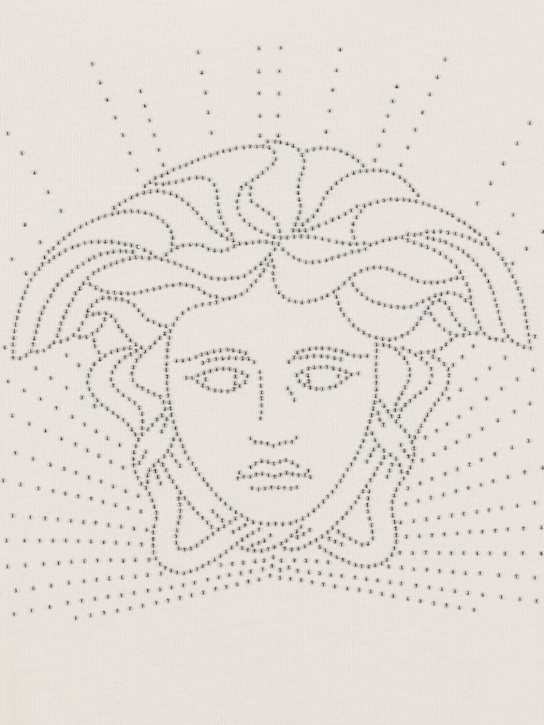 Versace: T-shirt in jersey di cotone stampato - Bianco - kids-girls_1 | Luisa Via Roma