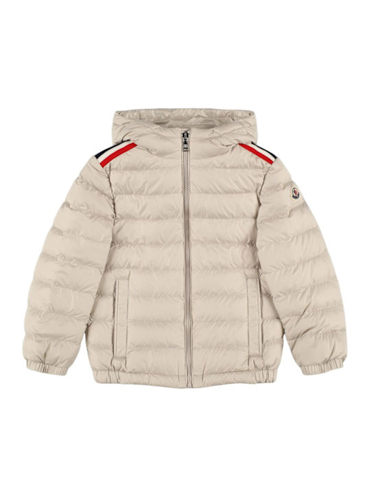 Moncler: Chaqueta de plumas de techno - Beige Claro - kids-boys_0 | Luisa Via Roma