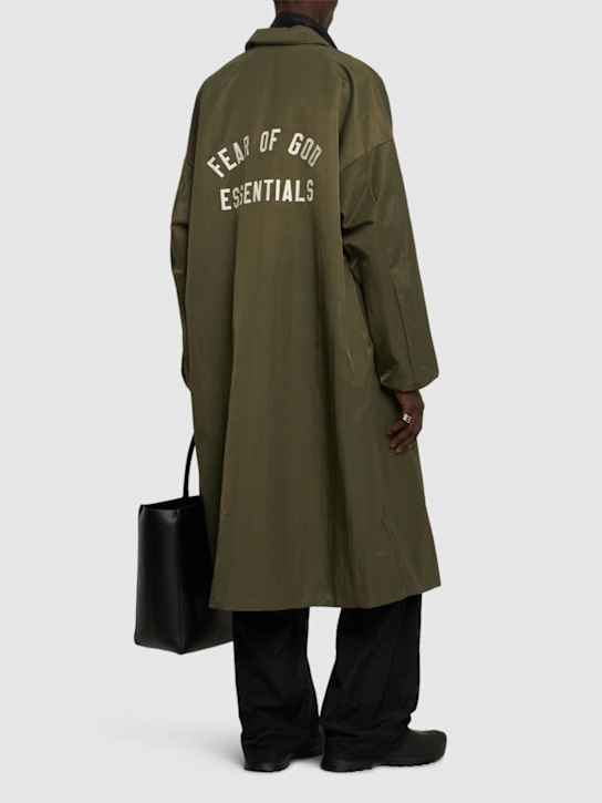 Fear of God ESSENTIALS: Textured nylon trench coat - Military Green - men_1 | Luisa Via Roma