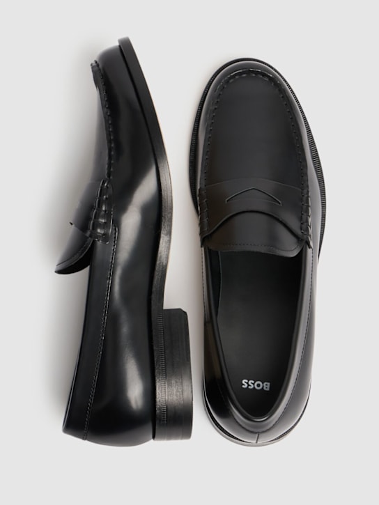 Boss: Limber leather loafers - Black - men_4 | Luisa Via Roma