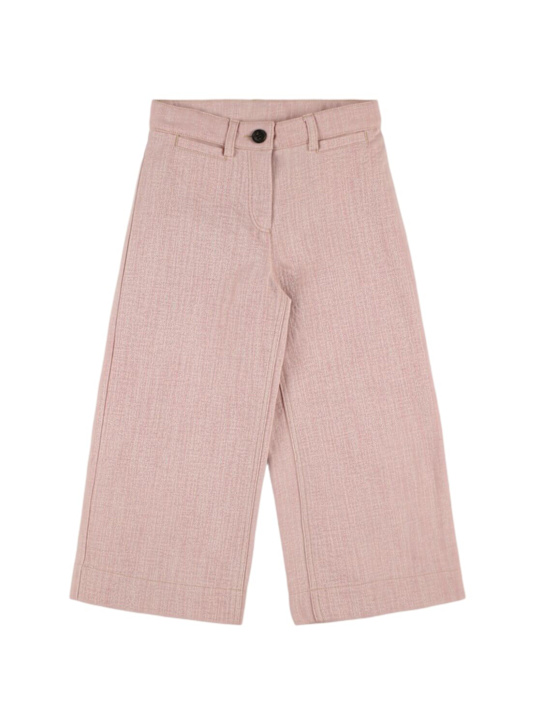 Bonpoint: コットンブレンド デニムワイドパンツ - ピンク - kids-girls_0 | Luisa Via Roma