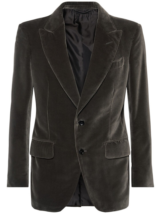 Tom Ford: Compact light velvet blazer - Black - men_0 | Luisa Via Roma