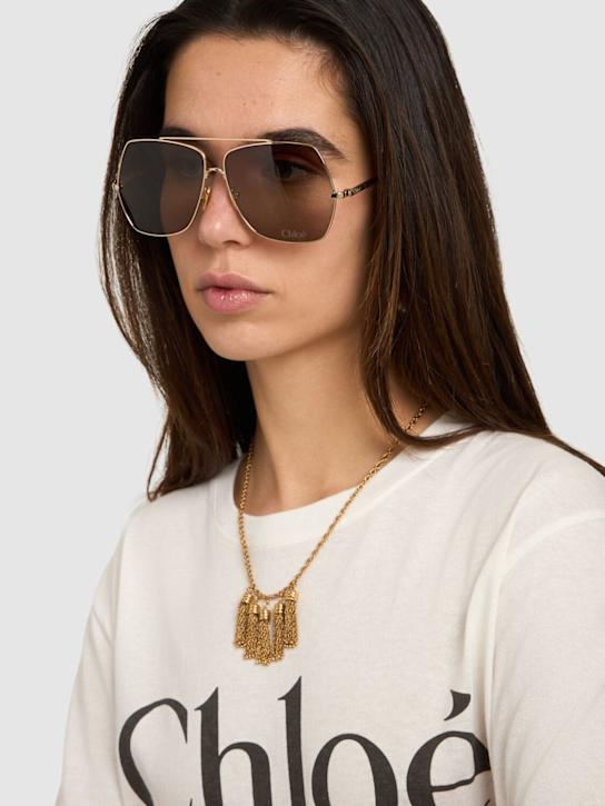 Chloé: Squared metal sunglasses - women_1 | Luisa Via Roma
