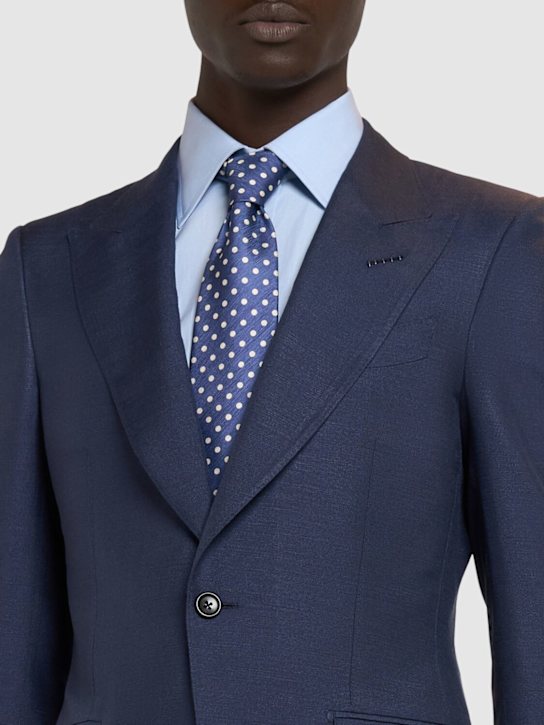 Tom Ford: 8cm Polka dotted silk tie - Blue Indago - men_1 | Luisa Via Roma