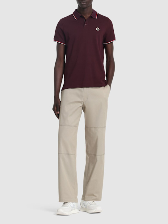 Moncler: Tricolour-trimmed cotton piquet polo - men_1 | Luisa Via Roma