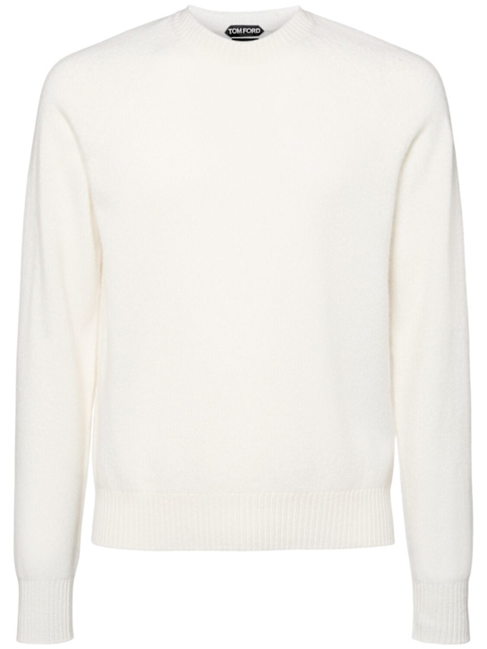 Tom Ford: Maglia girocollo in lana e cashmere - Bianco - men_0 | Luisa Via Roma