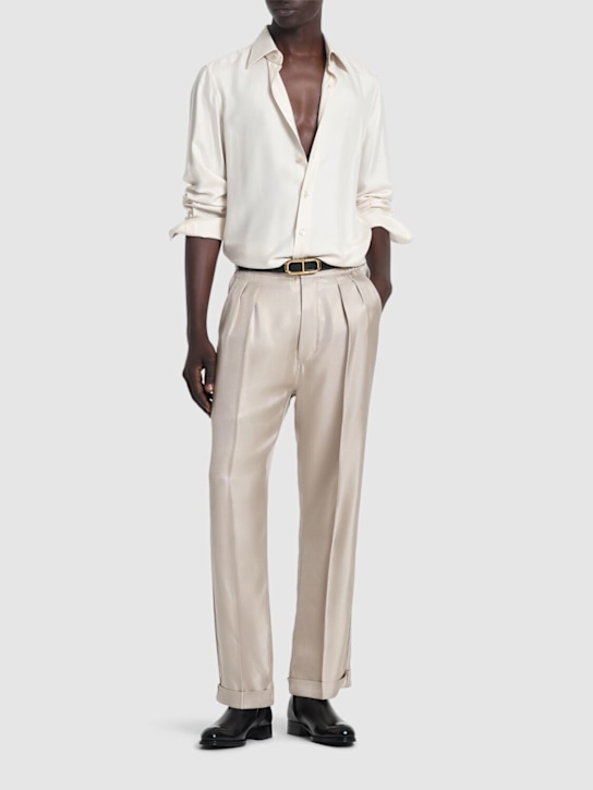 Tom Ford: Slim fit silk blend twill shirt - men_1 | Luisa Via Roma